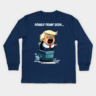 Donald Trump 2024: Garbage Pail Campaign Kids Long Sleeve T-Shirt